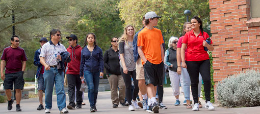 Students taking a tour of the University of Arizona.